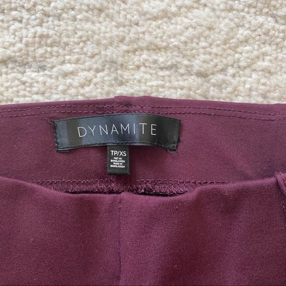 DYNAMITE Maroon High Rise Leggings Front Seam - Picture 4 of 6